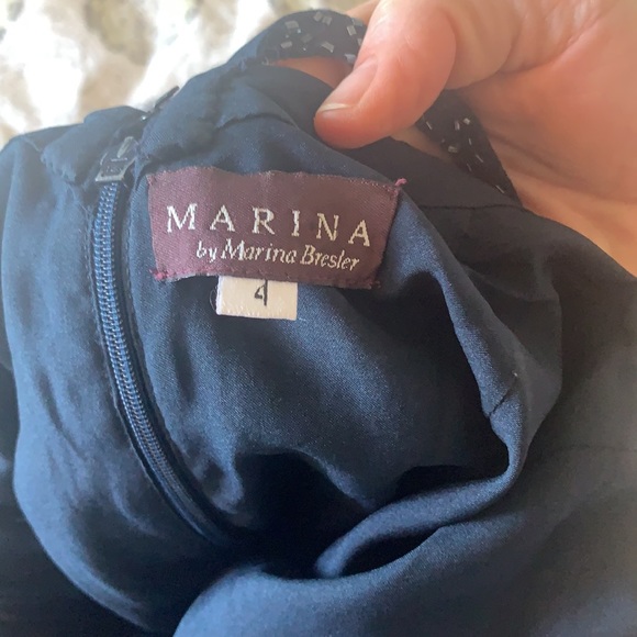 MARINA by Marina Bresler Navy Beaded Gown - Picture 3 of 3